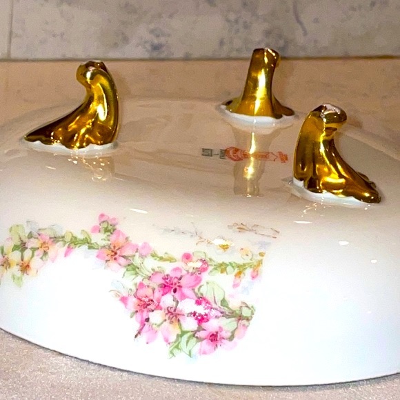 Limoges France Antique Three Footed Elite Works Floral Bowl EUC - Picture 5 of 7